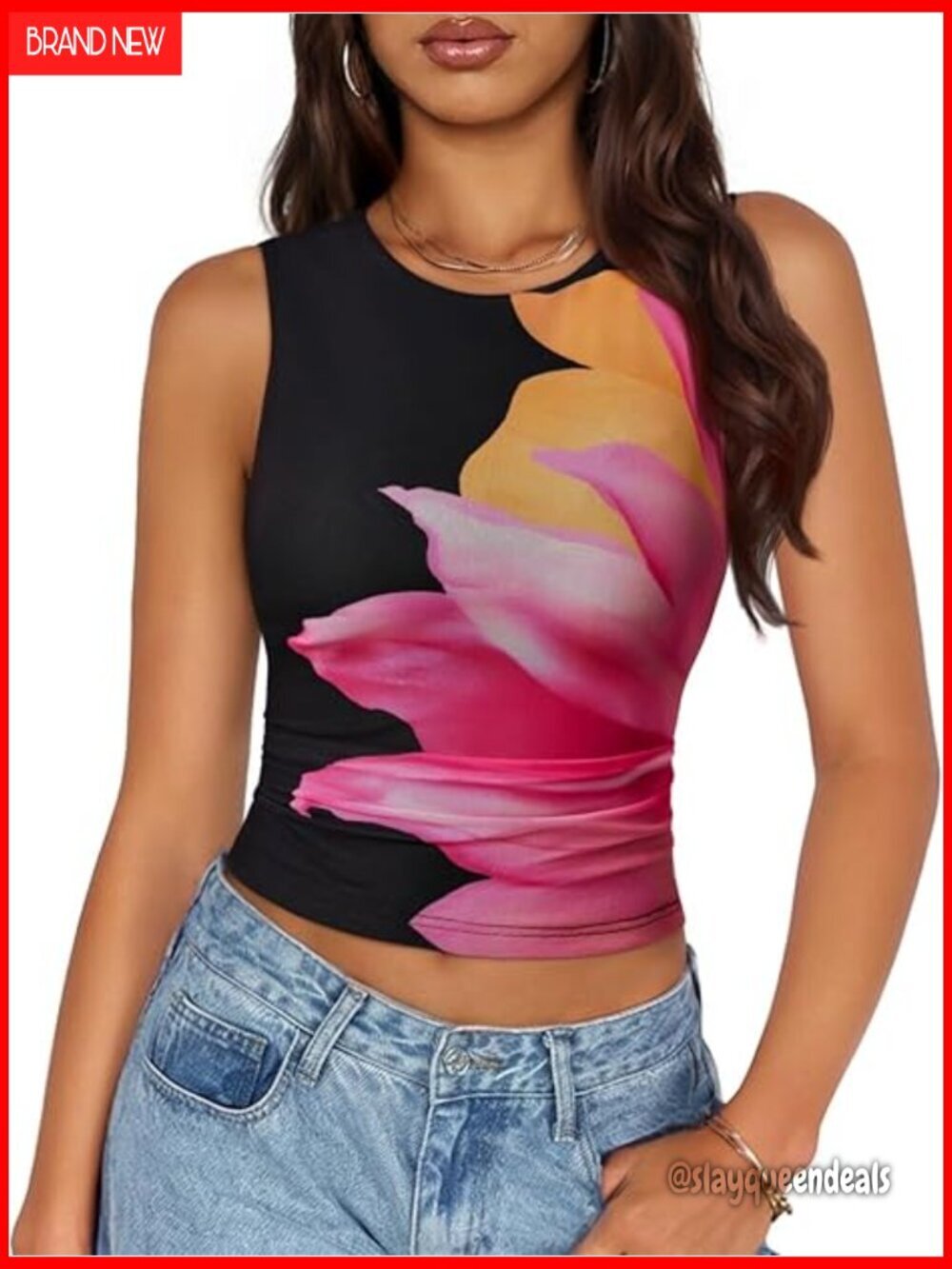 Mesh Floral Crop Tank Top - Sleeveless Y2K Summer Going Out Outfit